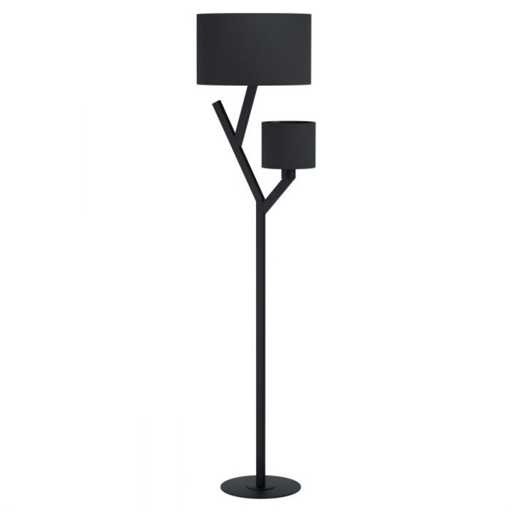 Lampa de podea, 2xE27, neagra, 1630x380mm