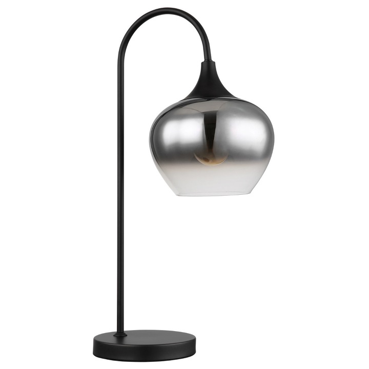 Veioza GLOBO MAXY, metal negru mat, sticla fumurie, 275x180x550mm