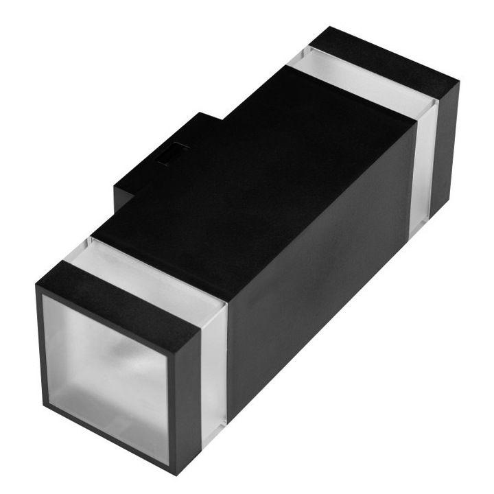 AZZARDO JASON 2 SQ fali lámpa, 2xLED, IP65, fekete, 24x7.8x10cm