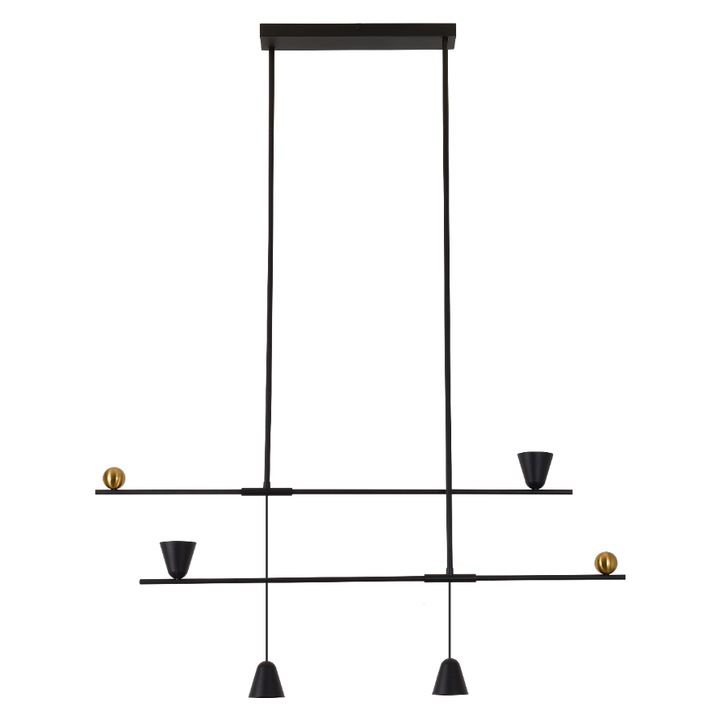 Lustra AZZARDO SPOLETO 2, 4 surse de lumina, LED integrat, 3000K, negru, 100-136cm