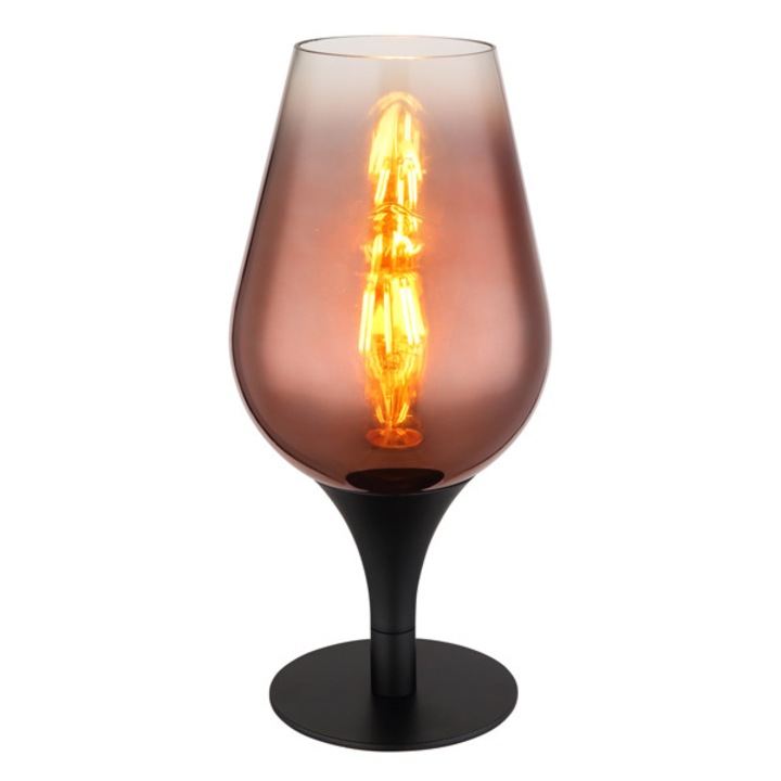 Lampa de birou GLOBO LAVUS, metal negru mat, abajur sticla cupru, 1 x E27, 150x310mm