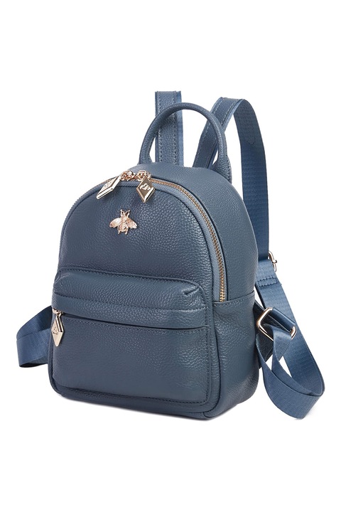 C'iel, Rucsac din piele cu buzunare exterioare Teya, Albastru prafuit