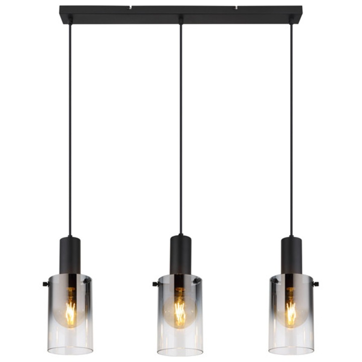 Полилей GLOBO FLORENTINA, черен мат метал, опушено стъкло, 4 фасунги E27, 1500x125x1025мм