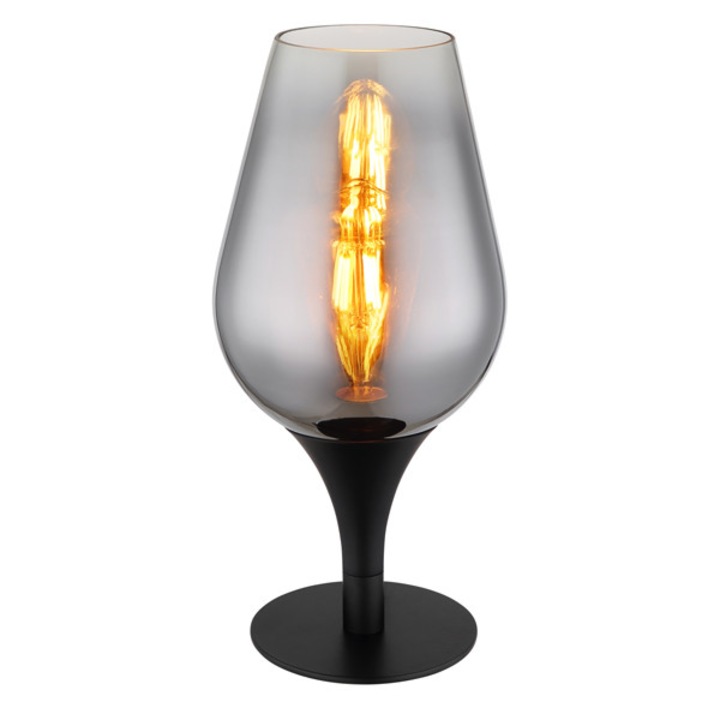 Veioza GLOBO LAVUS, metal negru mat, sticla cromata, 1 x E27, 150x310mm