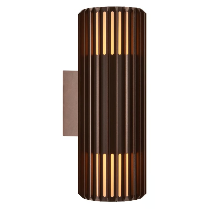 Lampa de perete NORDLUX Aludra Double, 2x15W, IP54, 33.7x33.7cm, maro