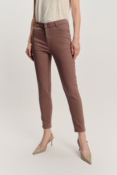 GreenPoint, Pantaloni crop slim fit, Maro
