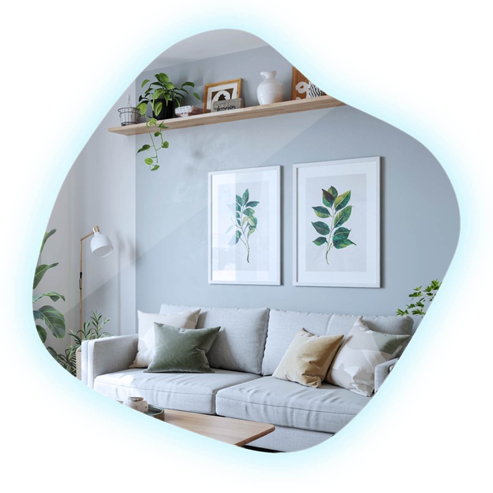 LED огледало с органична форма, Coloray, 68x67 cm, Студен (6500 K), органичен дизайн, 010390550221600000000