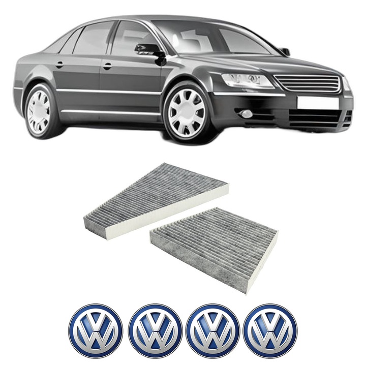 Filtru habitaclu polen Carbon Volkswagen PHAETON (3D1, 3D2, 3D3, 3D4, 3D6, 3D7, 3D8, 3D9) 3.2 V6 din 2002-2005 KW 177 CP 241 CMC 3189, Auto, Bosch, 4x Stickere auto cu Volkswagen