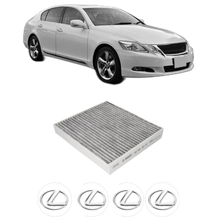 Filtru habitaclu polen Carbon LEXUS GS (_S19_) 350 AWD (GRS196_, GRS196R) din 2006-2011 KW 226 CP 307 CMC 3456, Auto, Bosch, 4x Stickere auto cu LEXUS