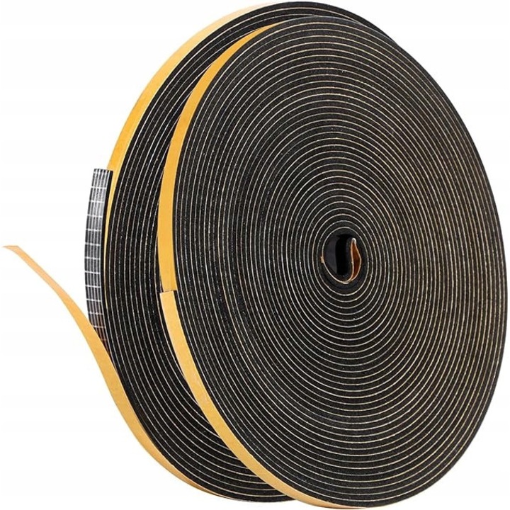 Set benzi adezive pentru usi si feronerie, 2 role x 4 m, 12 mm x 6 mm, negru
