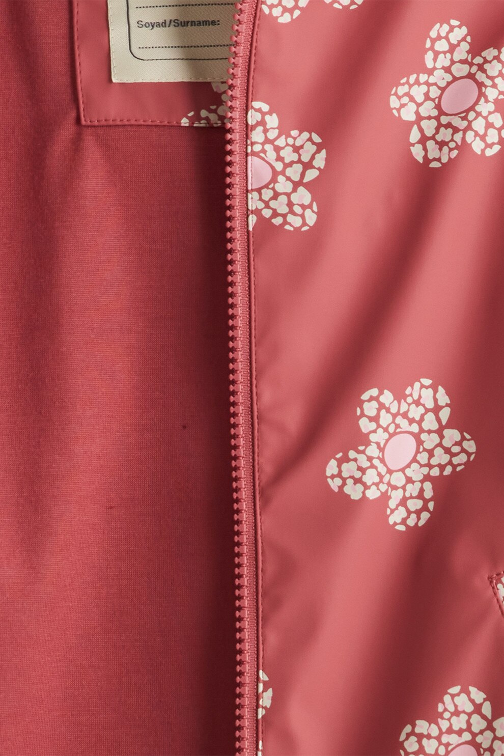 LC WAIKIKI, Jacheta impermeabila cu model floral, Rosu capsuna