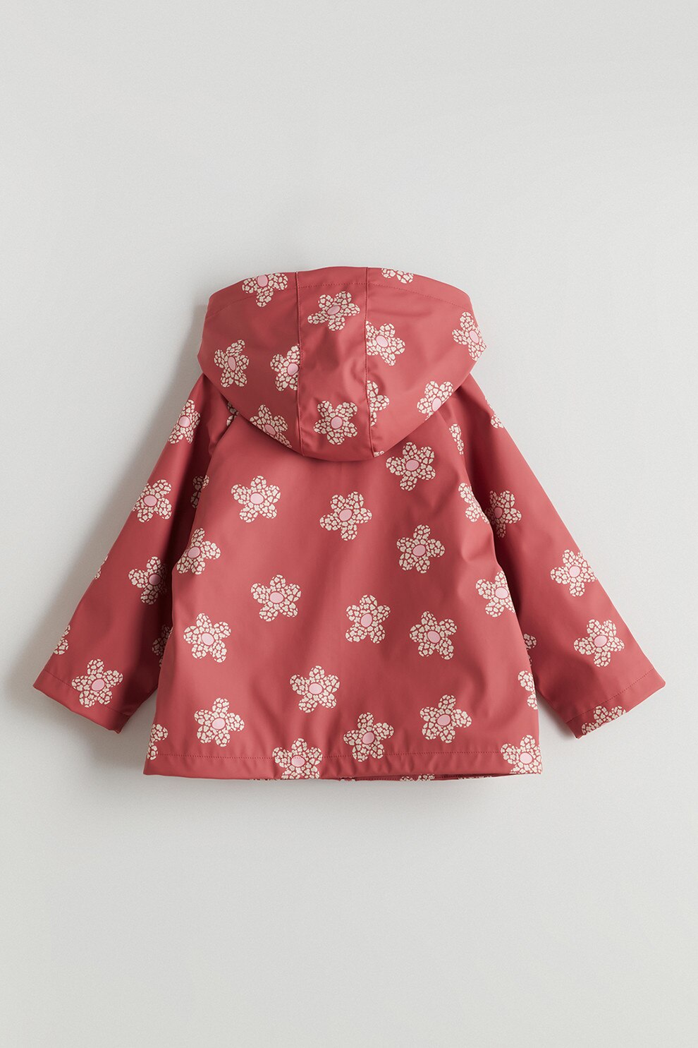 LC WAIKIKI, Jacheta impermeabila cu model floral, Rosu capsuna