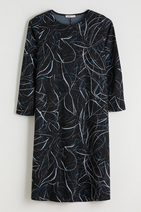 LC WAIKIKI, Rochie dreapta cu imprimeu, Negru/Albastru deschis/Gri inchis, 3XL