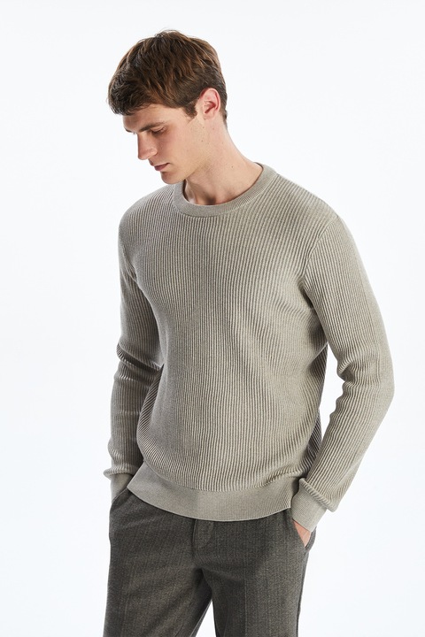 LC WAIKIKI, Pulover striat din bumbac, Grej, S