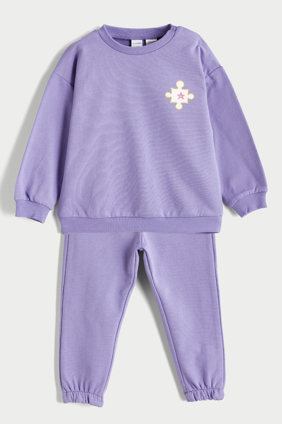 LC WAIKIKI, Pijama cu pantaloni lungi din amestec de bumbac, Ametist, 74-80 CM