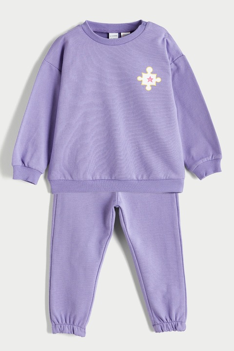 LC WAIKIKI, Pijama cu pantaloni lungi din amestec de bumbac, Ametist