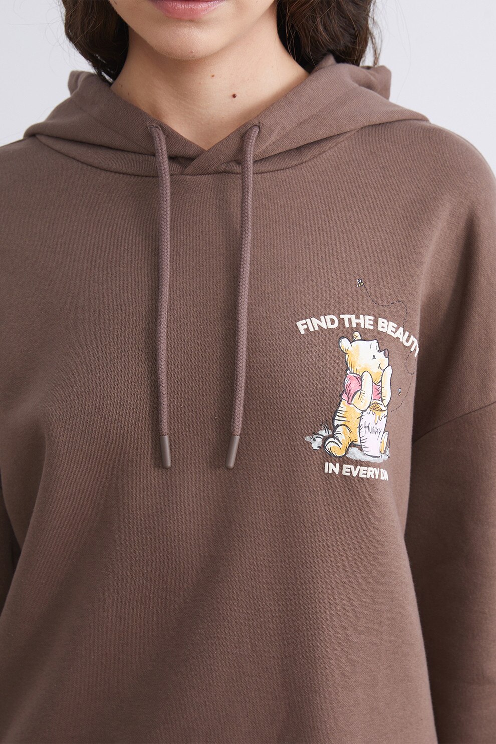 LC WAIKIKI, Hanorac lejer cu imprimeu Winnie the Pooh, Alb fildes