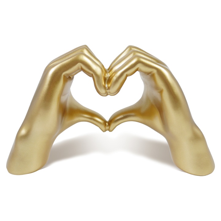 Figurina din rasina aurie in forma de inima, 5 inch