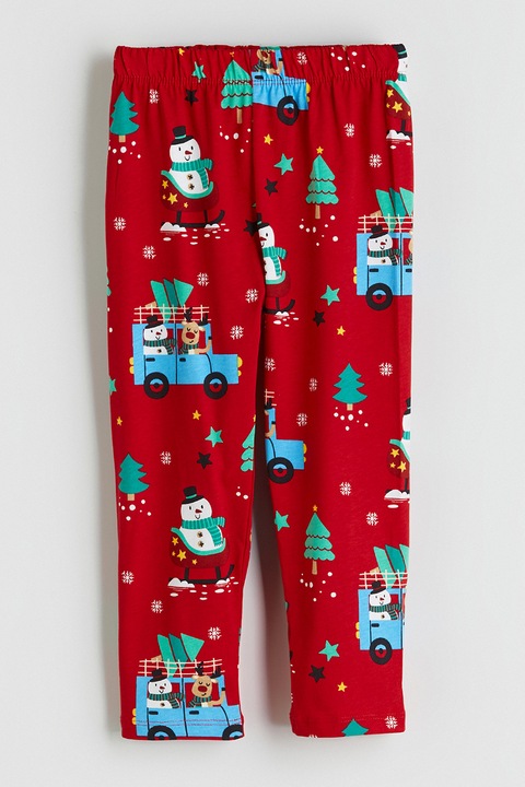 LC WAIKIKI, Pantaloni de pijama din bumbac cu model de Craciun, Rosu/Albastru, 74-80 CM