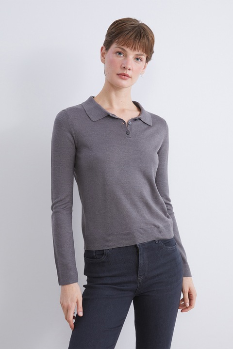 LC WAIKIKI, Pulover polo cu model uni, Gri