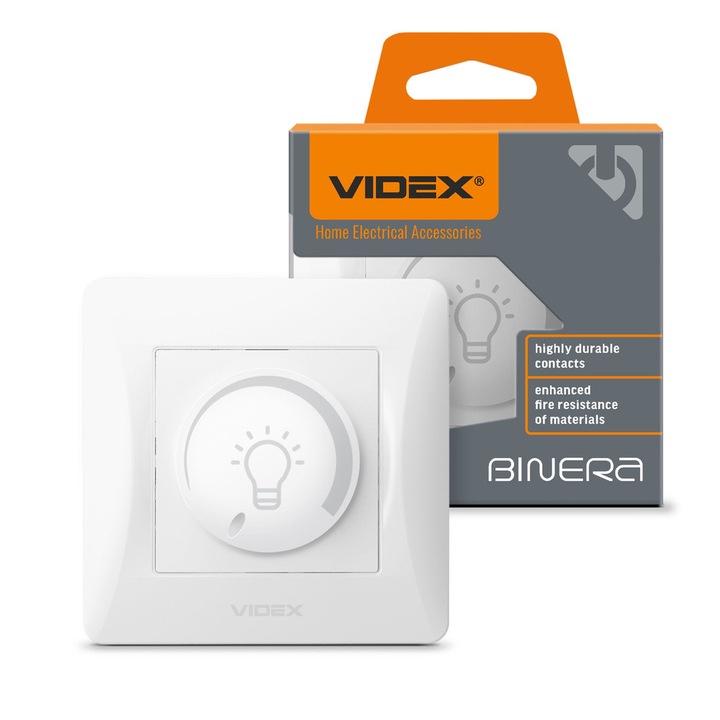 Dimmer LED 200W, VIDEX BINERA, fehér, 86x86x60mm
