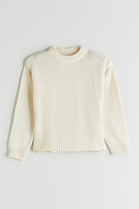 LC WAIKIKI, Pulover uni cu decolteu la baza gatului, Alb fildes