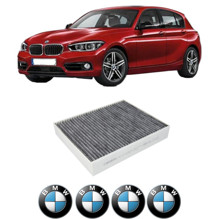 Filtru habitaclu polen Carbon BMW Seria 1 (F20) 125 i din 2012-2017 KW 175 CP 238 CMC 1997, Auto, Bosch, 4x Stickere auto cu BMW