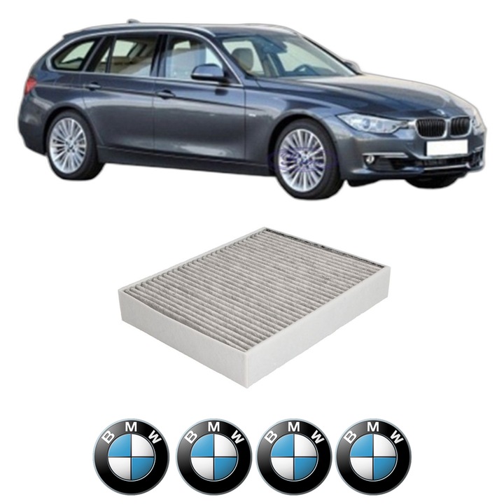 Filtru habitaclu polen Carbon BMW Seria 3 Touring (F31) 320 d din 2012-2016 KW 135 CP 184 CMC 1995, Auto, Bosch, 4x Stickere auto cu BMW