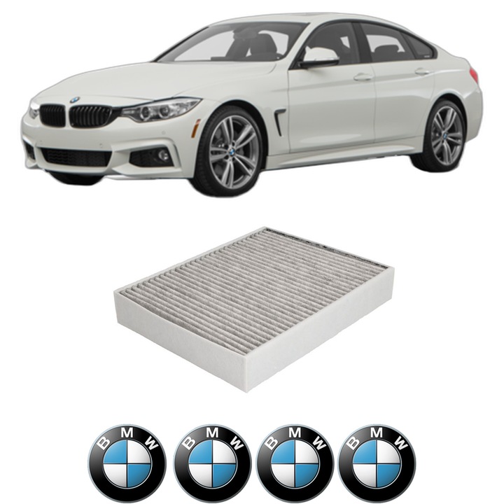 Filtru habitaclu polen Carbon BMW Seria 3 Gran Turismo (F34) 320 d xDrive din 2015 KW 140 CP 190 CMC 1995, Auto, Bosch, 4x Stickere auto cu BMW