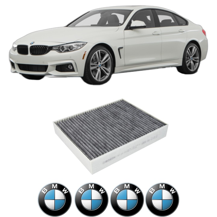 Filtru habitaclu polen Carbon BMW Seria 3 Gran Turismo (F34) 320 i din 2013-2016 KW 120 CP 163 CMC 1997, Auto, Bosch, 4x Stickere auto cu BMW