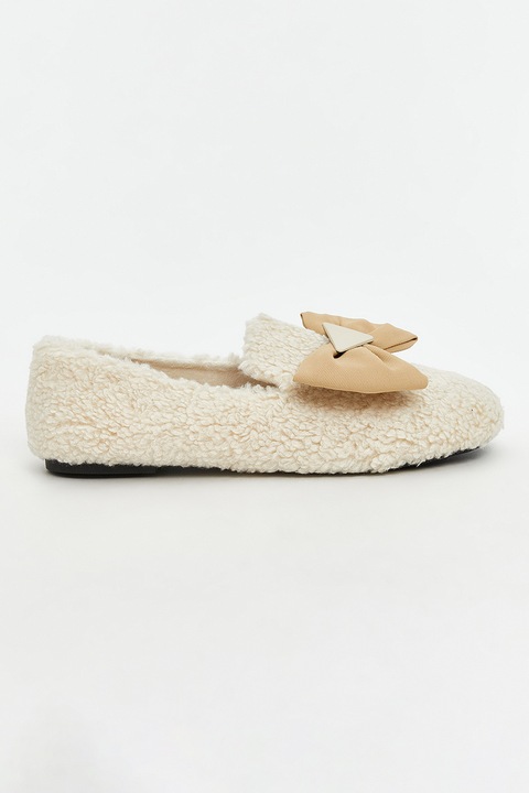 LC WAIKIKI, Pantofi din material textil cu varf rotund si talpa plata, Bej deschis