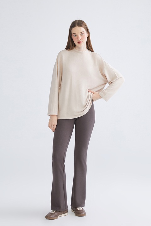 LC WAIKIKI, Pantaloni evazati cu talie inalta, Maro, M