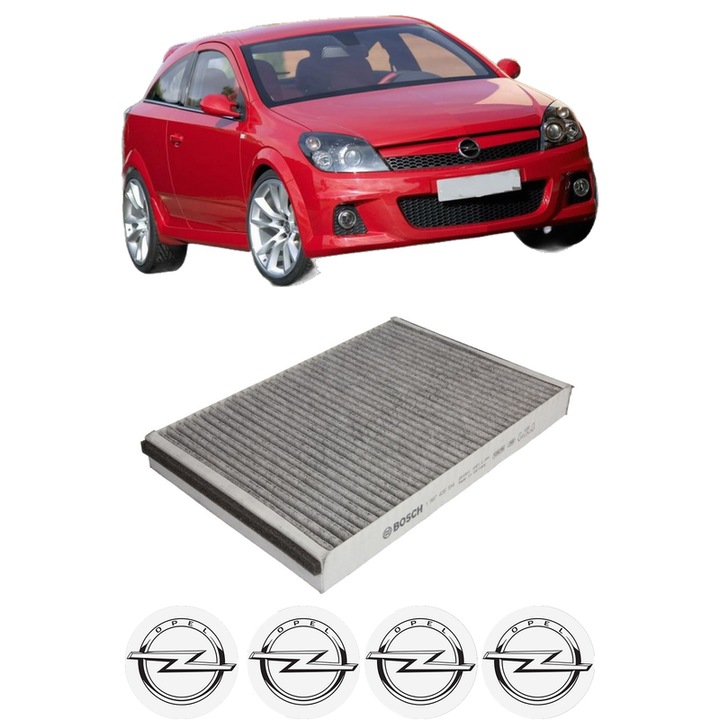 Filtru habitaclu polen Carbon OPEL ASTRA H GTC (A04) 2.0 Turbo (L08) din 2005-2010 KW 125 CP 170 CMC 1998, Auto, Bosch, 4x Stickere auto cu OPEL