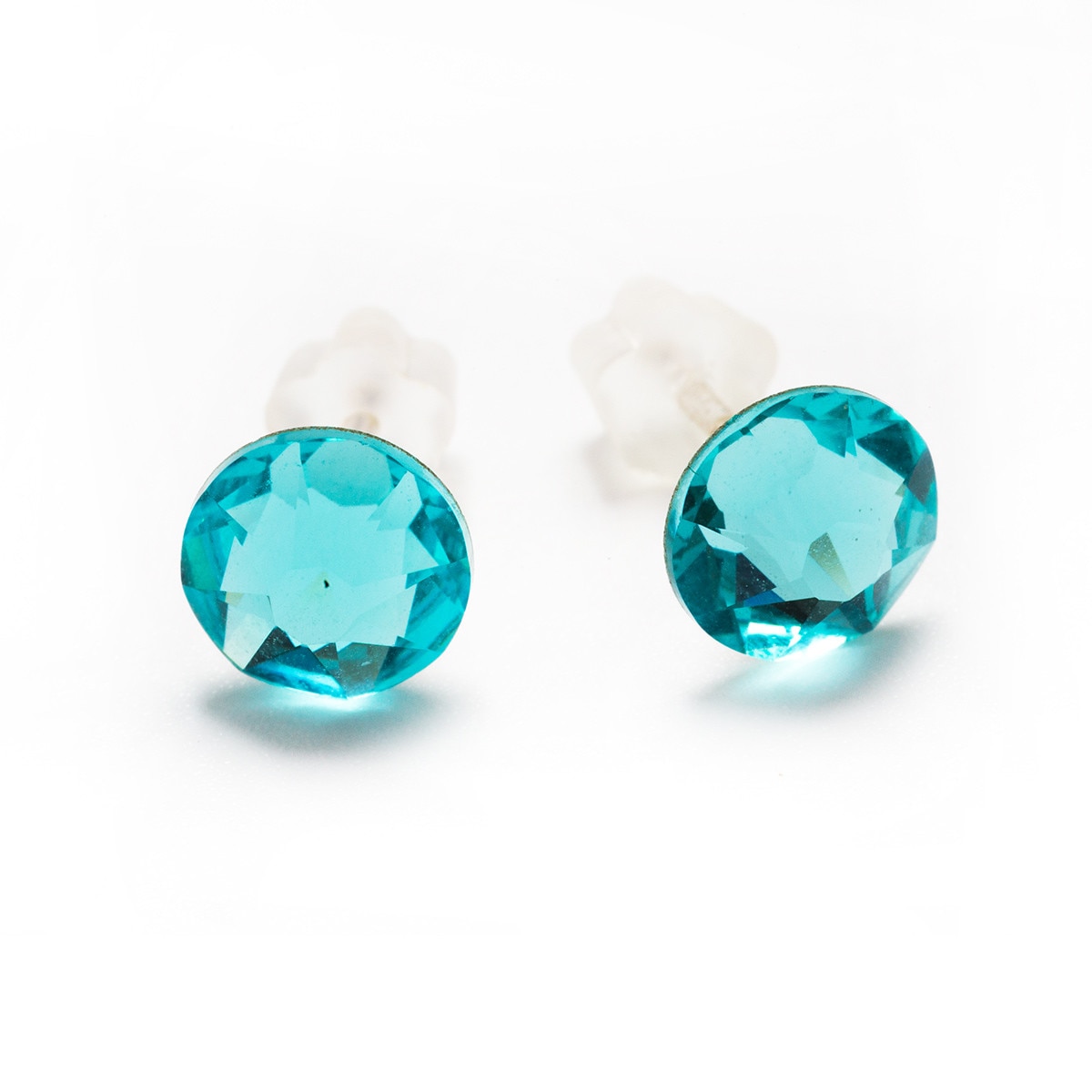 Cercei Argint DaviCrystals cu cristale cu un cristal cu tija light turquoise
