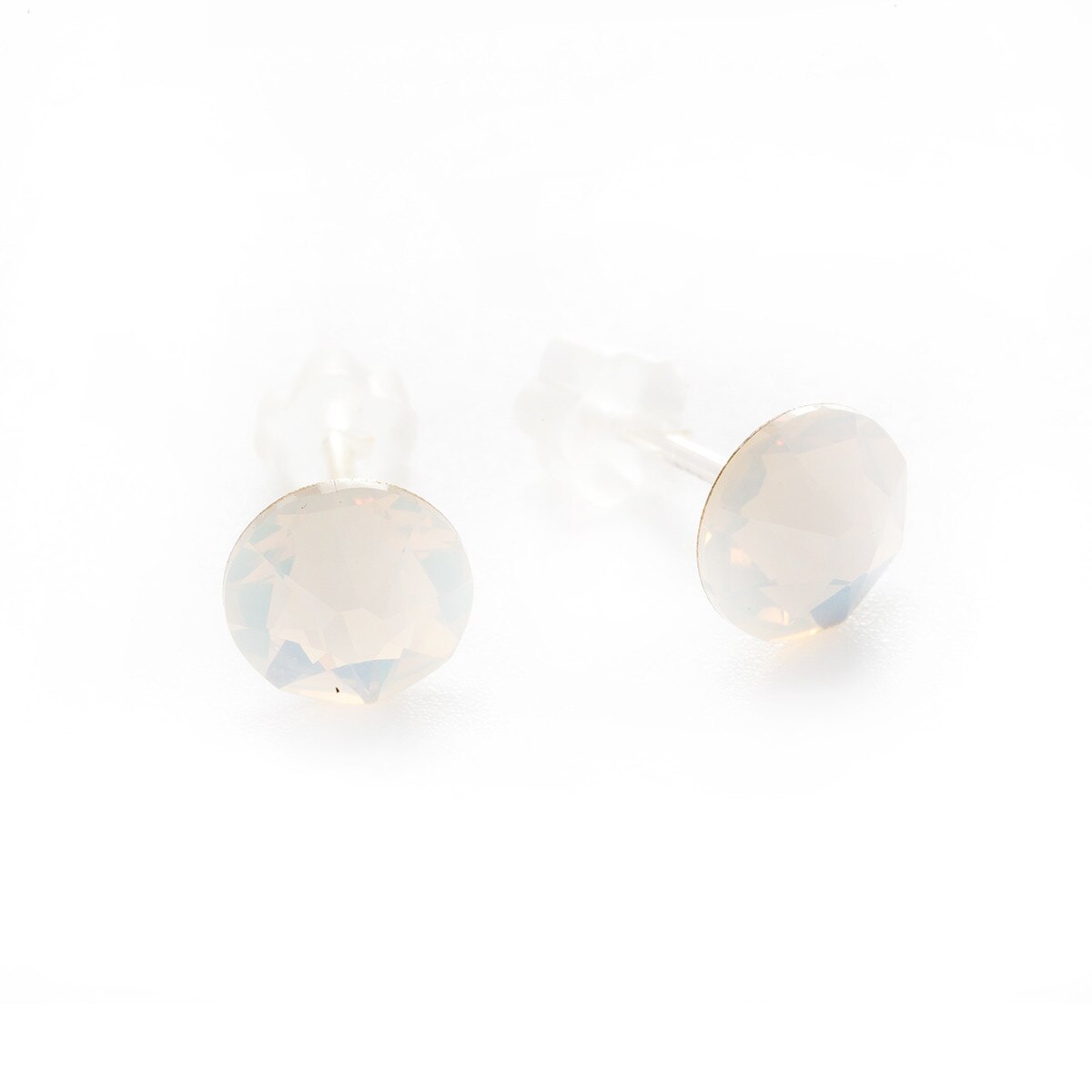 Cercei Argint DaviCrystals cu cristale cu un cristal cu tija white opal