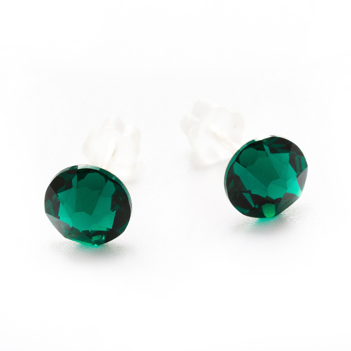 Cercei Argint DaviCrystals cu cristale cu un cristal cu tija emerald