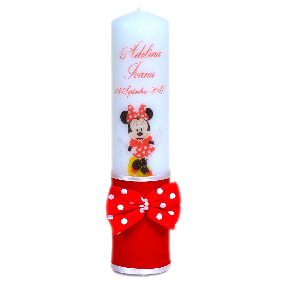 Lumanare de botez personalizata Minnie Mouse