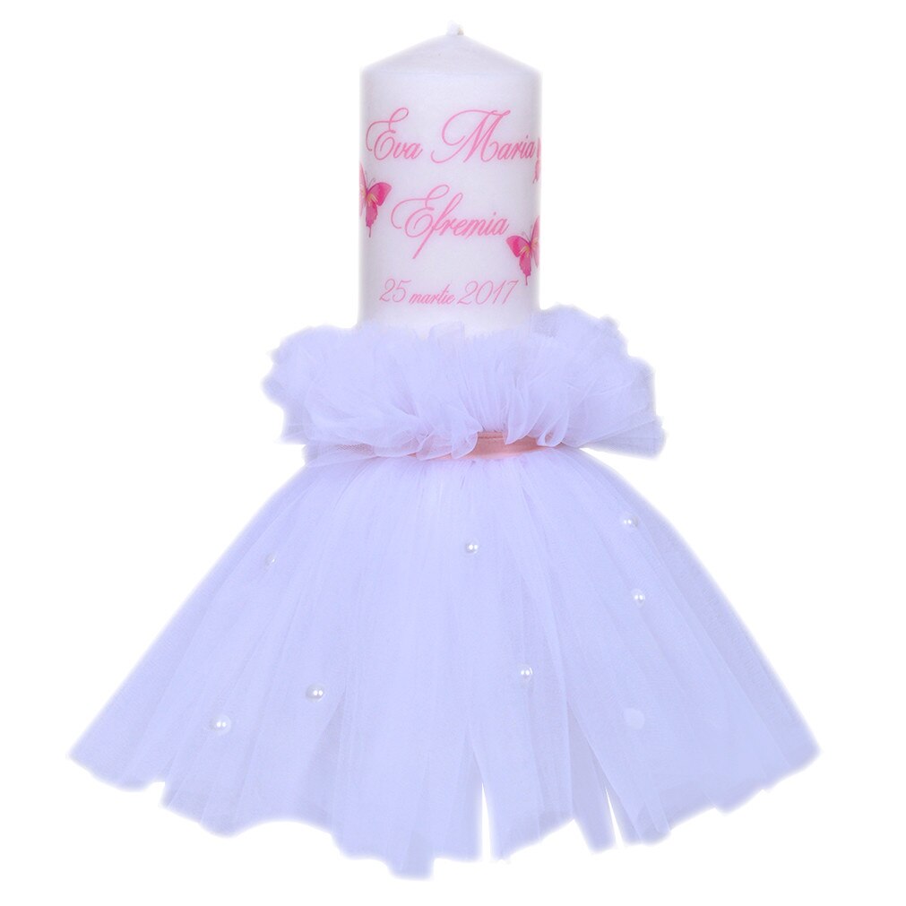 Lumanare de botez personalizata Pink Butterly