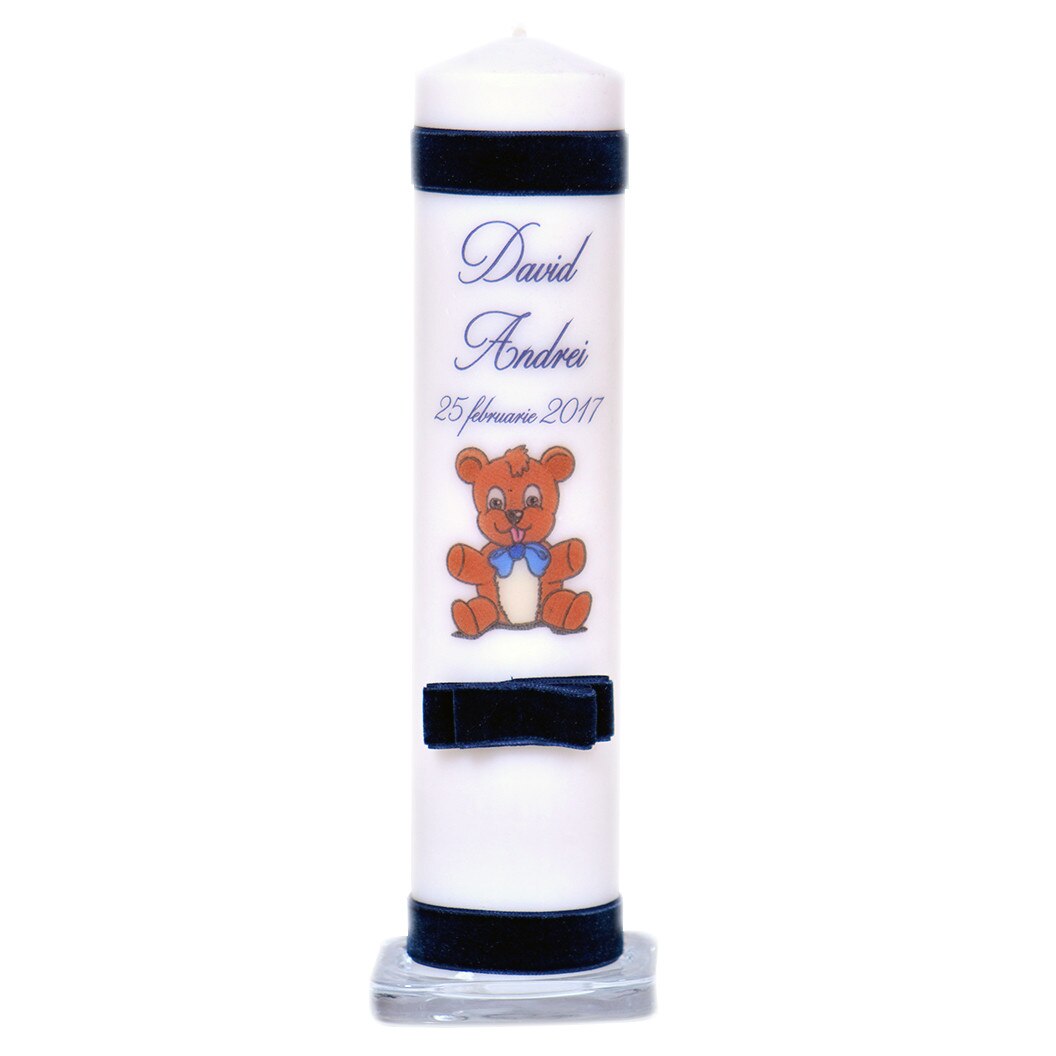 Lumanare de botez personalizata Ursulet