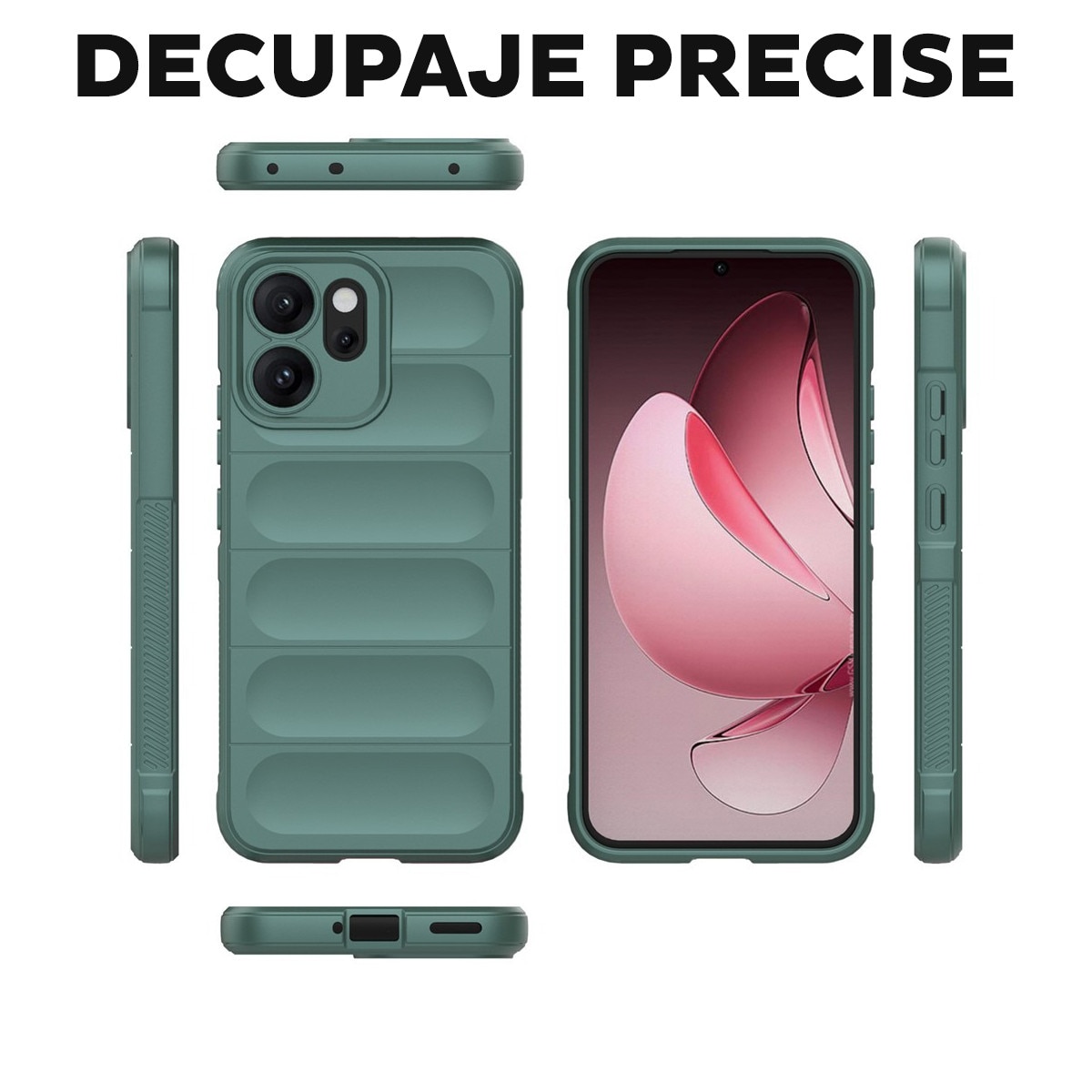 Husa pentru Oppo Reno 14 F / Reno 14 FS 5G DaDen® Magic Shield, Antisoc, Interior microfibra, TPU, Verde