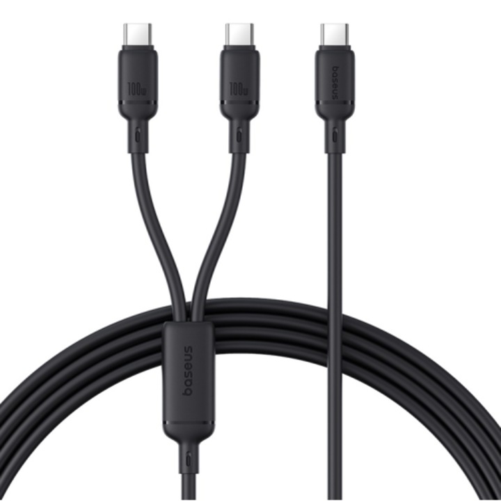 Cablu alimentare si date Baseus Pudding, Fast Charging Data Cable pentru smartphone, USB Type-C la USB Type-C 100W, 1.5m, negru