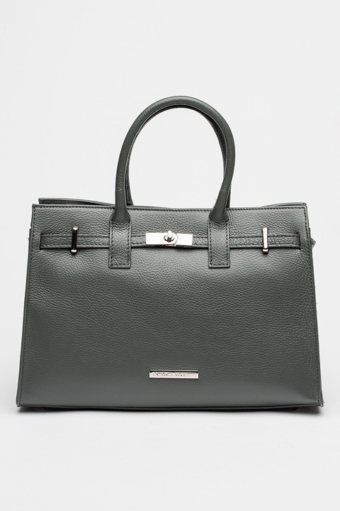 Antonia Moretti, Geanta de piele cu maner si bareta suplimentara, Gri inchis