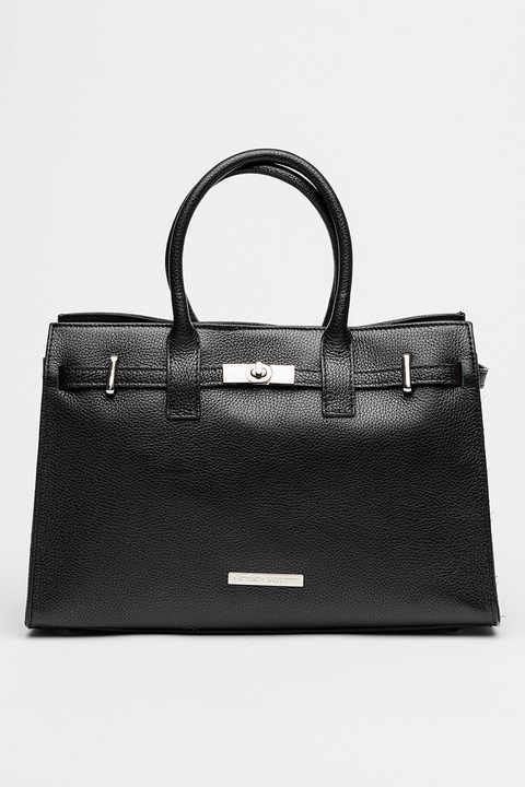 Antonia Moretti, Bőr kézitáska extra pánttal, Fekete