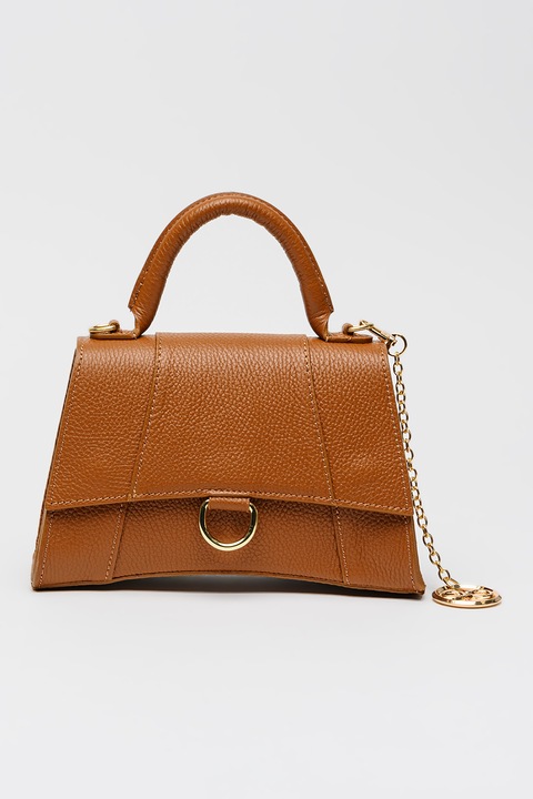 Chiara Canotti, Geanta crossbody de piele cu clapa, Maro scortisoara