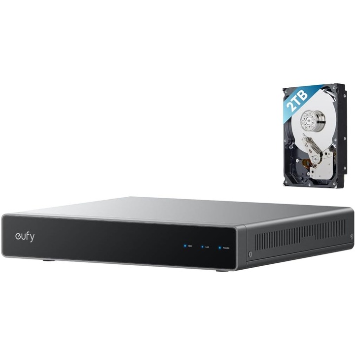 NVR Eufy S4, 8 канала, 2 TB HDD, AI, Съвместимост PoE