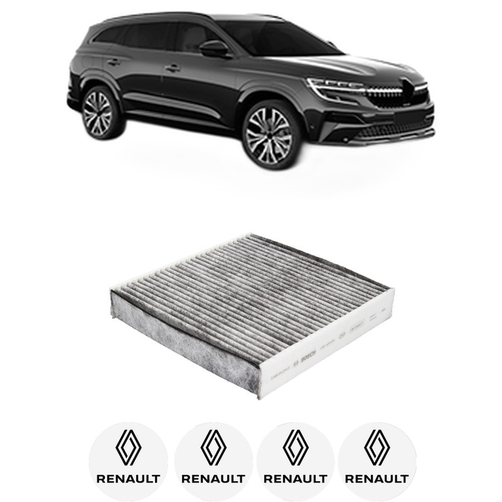 Filtru habitaclu polen Carbon RENAULT ESPACE VI (RHN) E-TECH 200 Hybrid din 2023 KW 146 CP 199 CMC 1199, Auto, Bosch, 4x Stickere auto cu RENAULT