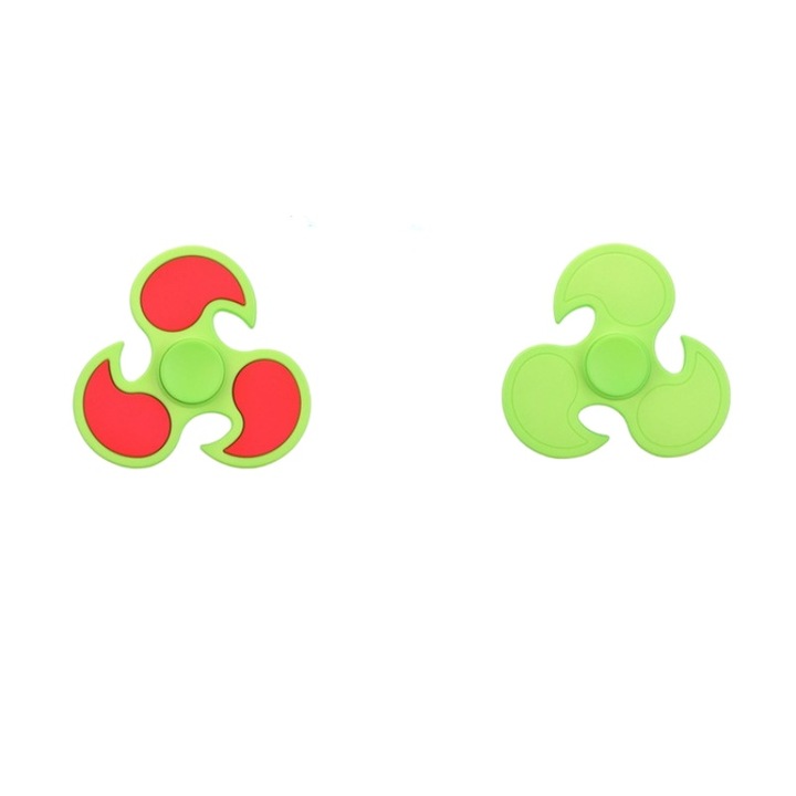 Spinner Triunghiular pentru De-stresare: Cu Rulement Nano, Model Torqbar din Alama - pentru Adulti si Copii, in Culori Rosu/verde