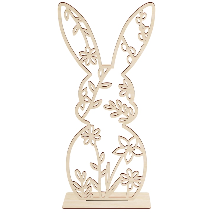 Figurina iepure de Paste, SMX Design, 10x5cm, din placaj natural, set 1 buc