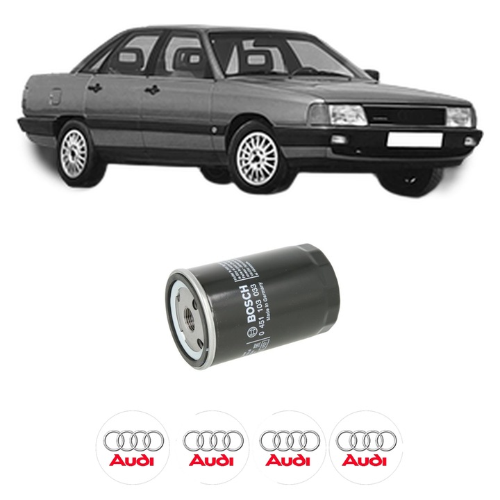 Filtru ulei AUDI 100 C3 Saloon (443, 444) 2.0 din 1986-1987 KW 83 CP 113 CMC 1994, auto, Bosch, 4x Stickere auto cu AUDI