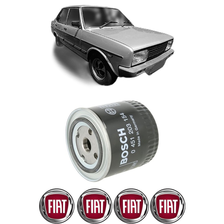 Filtru ulei FIAT 131 (131_) 1.4 Mirafiori din 1980-1984 KW 51 CP 70 CMC 1367, auto, Bosch, 4x Stickere auto cu FIAT